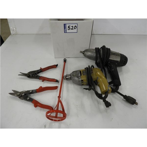 B&D 3/8" Variable speed drill  (works well), Ingersoll-Rand 1/2" Impact wrench (works very well), Pa