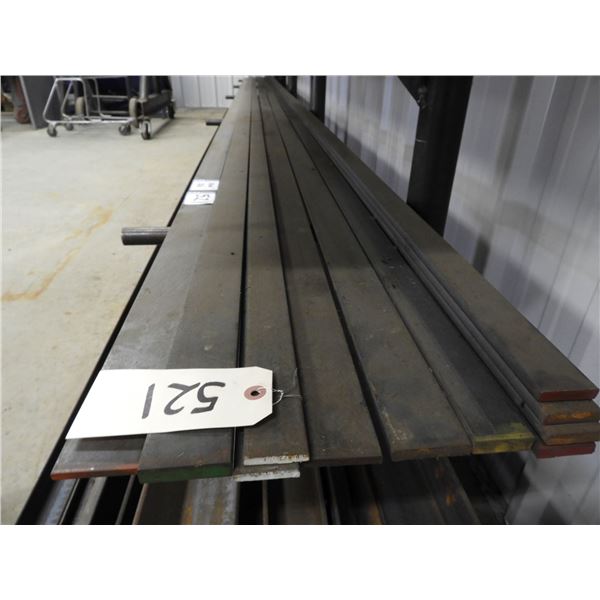 (13 pieces) Flat bar metal new/unused , (1) 7/16" x 2" x 20ft, (2) 3/8" x 2" x 20ft, (1) 3/16"x 2" x