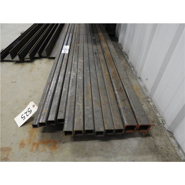 (12 Pieces) Square tube metal, (2) 1/4"  x 2" x 2" x 24ft , (6) 1/4" x 1-1/2" x 1-1/2" x 24ft, (3) 1