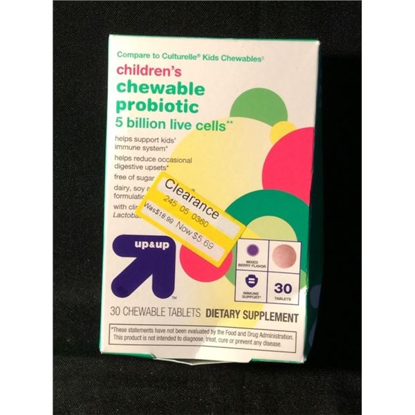 Children’s chewable probiotic 30 chewable tablets retails for $19