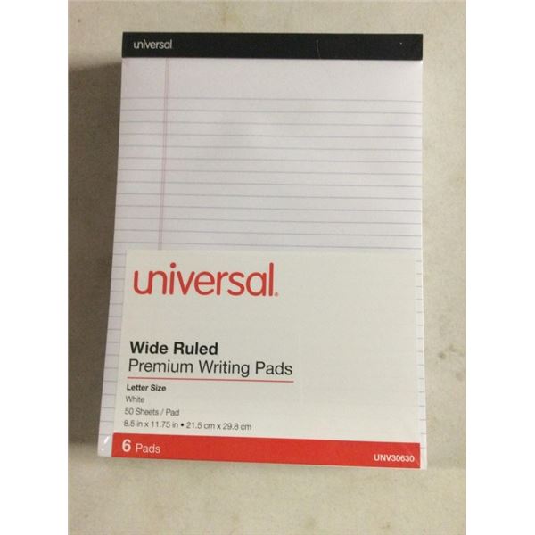 Universal wide rule premium writing pads six pads