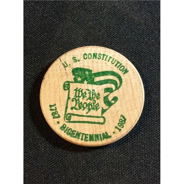 Wooden chip US constitution 150th birthday