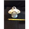 Image 1 : Vintage milk glass hen on a nest  in a basket