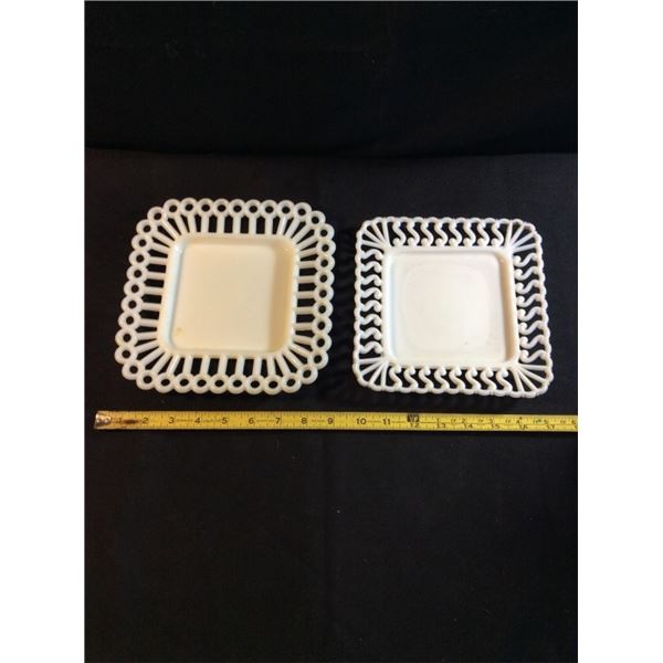 Vintage milk glass square plates