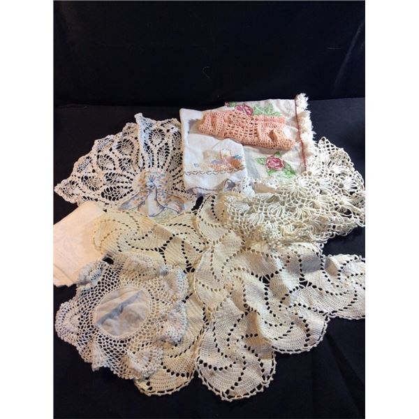 Large lot of doilies  and needlepoint