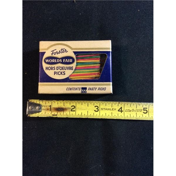 FORSTER worlds fair hors d’oeuvre toothpicks in original box