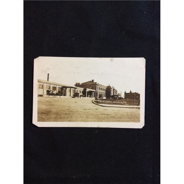 CB & Q station Galesburg Illinois postcard