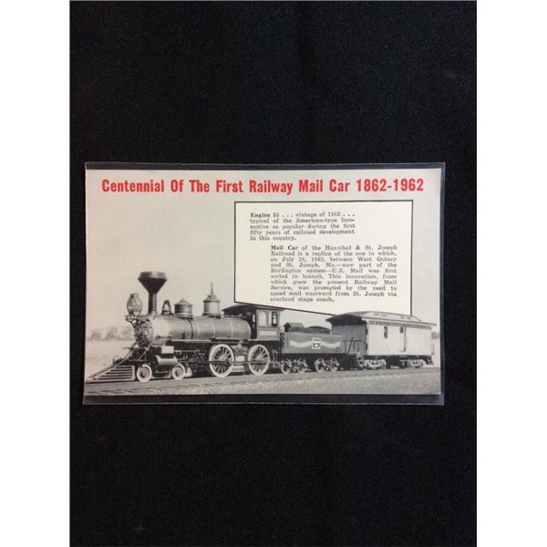 Burlington route first rail way mail car postcard