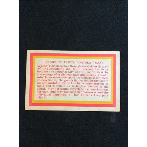 President Taft’s PORTOLA toast postcard