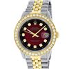 Image 2 : Rolex Mens 2T 18K Red Vignette 2.5 ctw Diamond Datejust Wristwatch