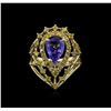 Image 2 : 1.67 ctw Tanzanite and Diamond Ring - 14KT Yellow gold