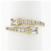 Image 1 : New 14k Gold Emerald Cut & Round Diamond Moi et Toi Bypass Stack Band Ring