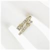 Image 3 : New 14k Gold Emerald Cut & Round Diamond Moi et Toi Bypass Stack Band Ring