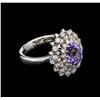2.18 ctw Tanzanite and Diamond Ring - 14KT White Gold