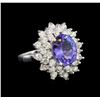 Image 1 : 14KT White Gold 5.05 ctw Tanzanite and Diamond Ring