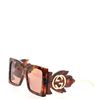 Image 2 : Gucci Wing Square Sunglasses Tortoise Acetate and Metal Brown