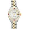 Image 2 : Rolex Ladies 2 Tone MOP Diamond & Ruby Datejust Wristwatch 26MM