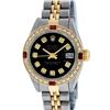 Image 2 : Rolex Ladies 2 Tone Black Diamond & Ruby Datejust Wristwatch