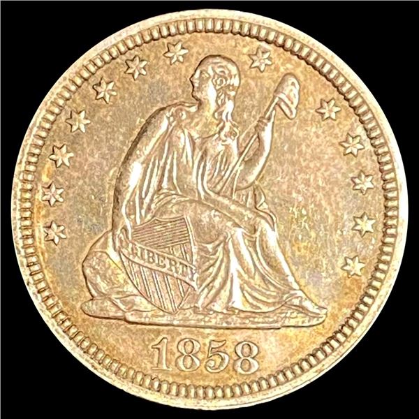 1858 Seated Liberty Quarter CHOICE BU