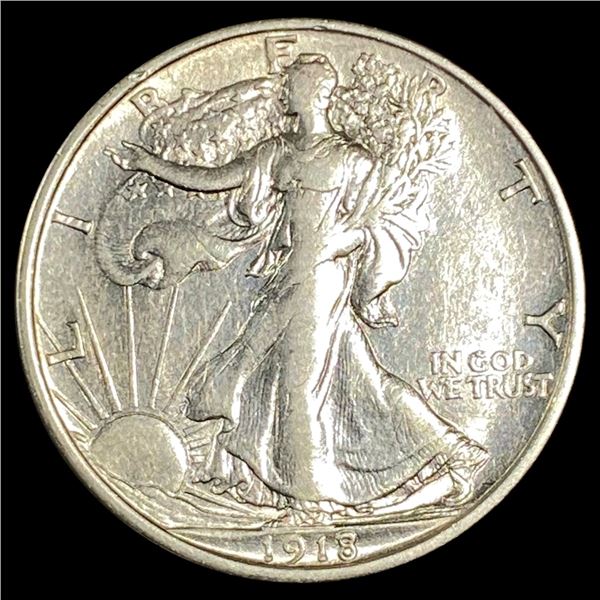 1918-D Walking Liberty Half Dollar CLOSELY UNC