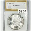 Image 1 : 1883-CC Morgan Silver Dollar PGA - MS64
