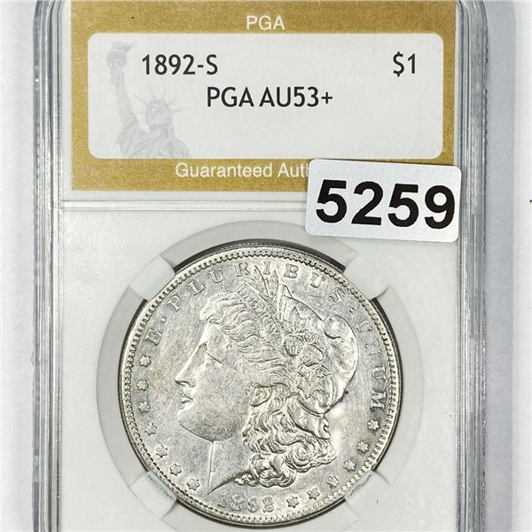 1892-S Morgan Silver Dollar PGA - AU53+