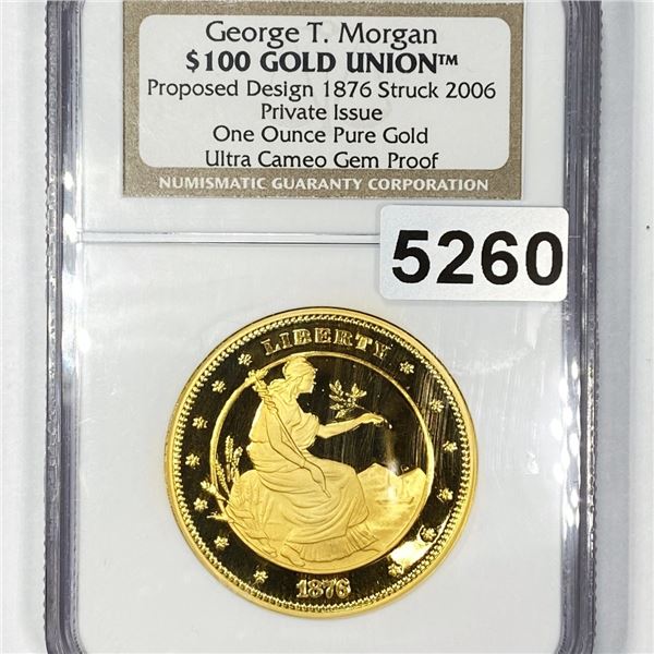 1876 Design Struck 2006 1oz Gold $100 NGC-PROOF