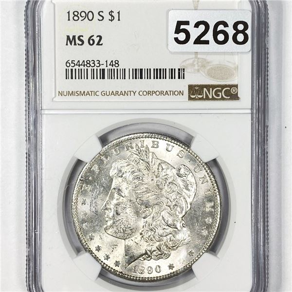 1890-S Morgan Silver Dollar NGC - MS62