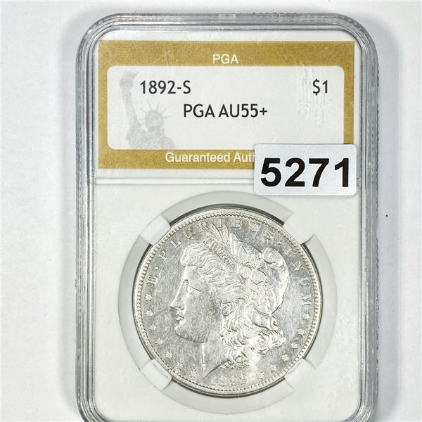 1892-S Morgan Silver Dollar PGA - AU55+