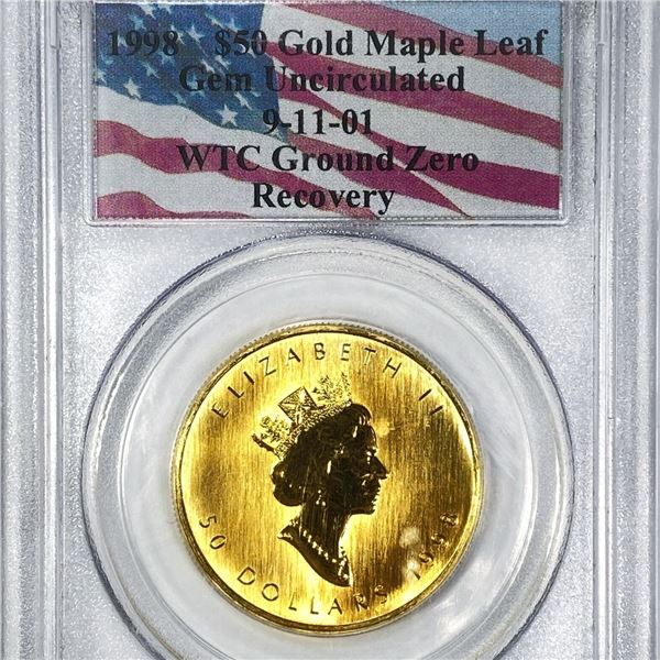 1998 Gold (1 oz) $50, 9-11 WTC Recovery PCGS -