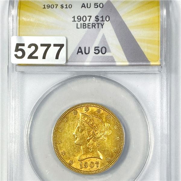 1907 Liberty $10 Gold Eagle ANACS - AU50