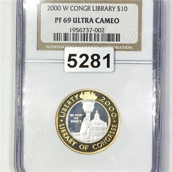 2000-W Gold $10 Congr Library NGC - PF69 UC