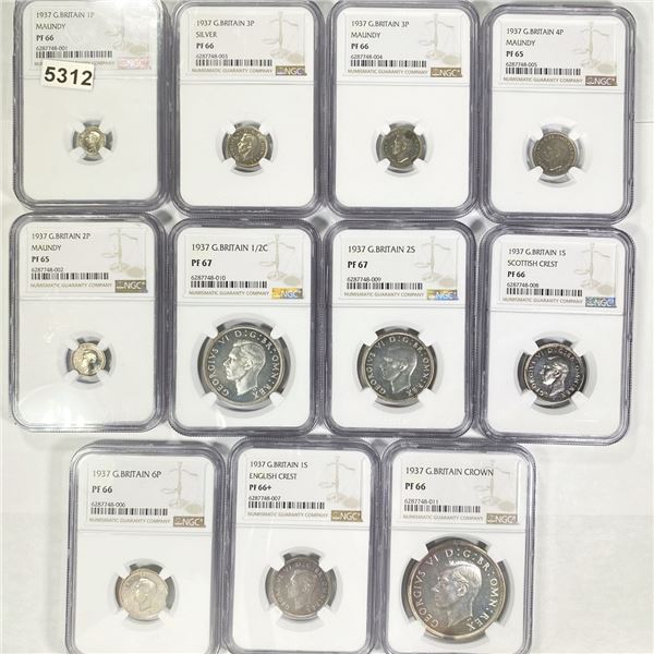 1937 (11) British Proof Set NGC-PF65 and higher