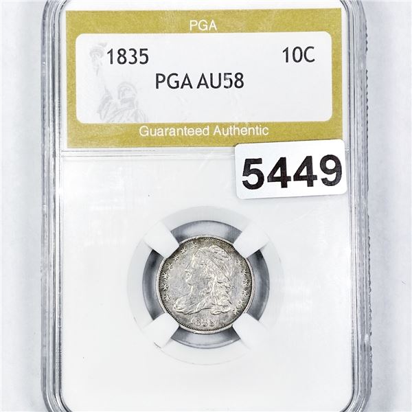 1835 Capped Bust Dime PGA - AU58