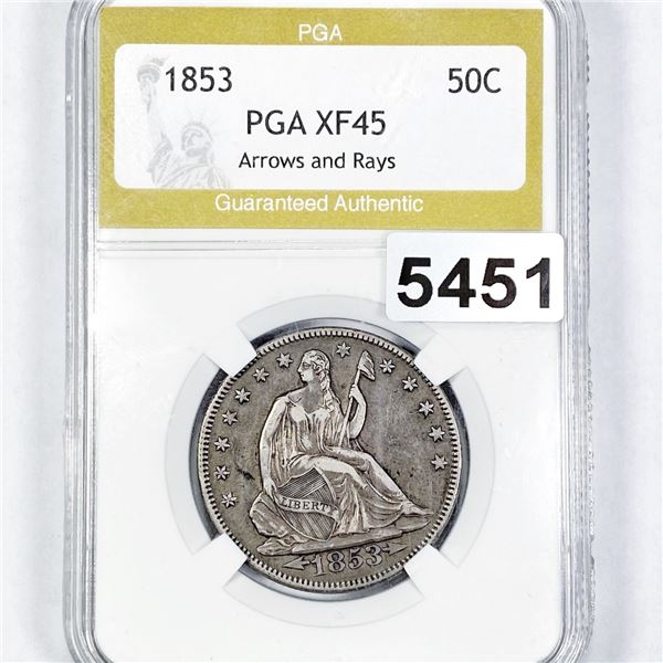 1853 Seated Liberty Half Dollar PGA - XF45