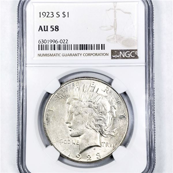 1923-S Silver Peace Dollar NGC - AU58