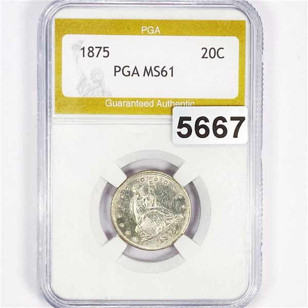 1875 Twenty Cent Piece PGA - MS61