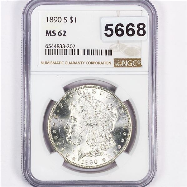 1890-S Morgan Silver Dollar NGC - MS62