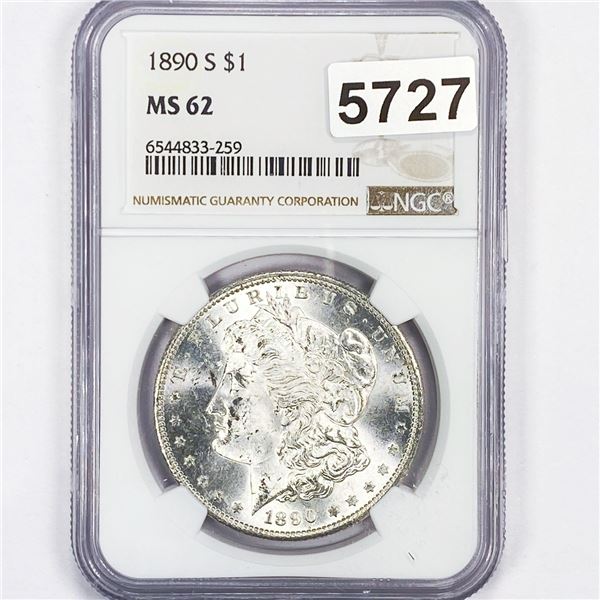 1890-S Morgan Silver Dollar NGC - MS62