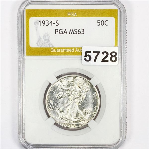 1934-S Walking Liberty Half Dollar PGA - MS63