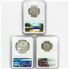 Image 2 : 1953-1957 Set (3) Two 25C, One 50C NGC - MS64-66