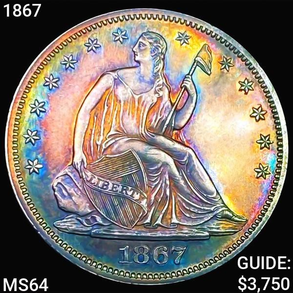 1867 Seated Liberty Half Dollar CHOICE BU