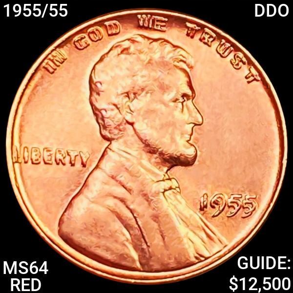 1955/55 DDO Lincoln Wheat Cent CHOICE BU RED