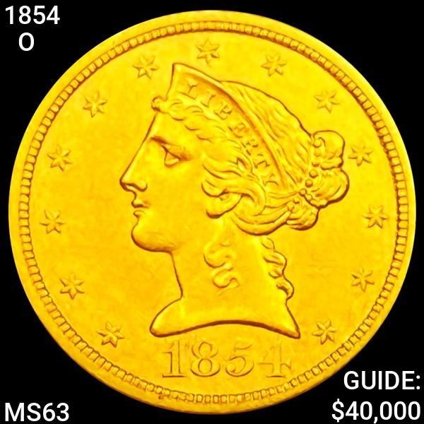 1854-O $5 Gold Half Eagle CHOICE BU