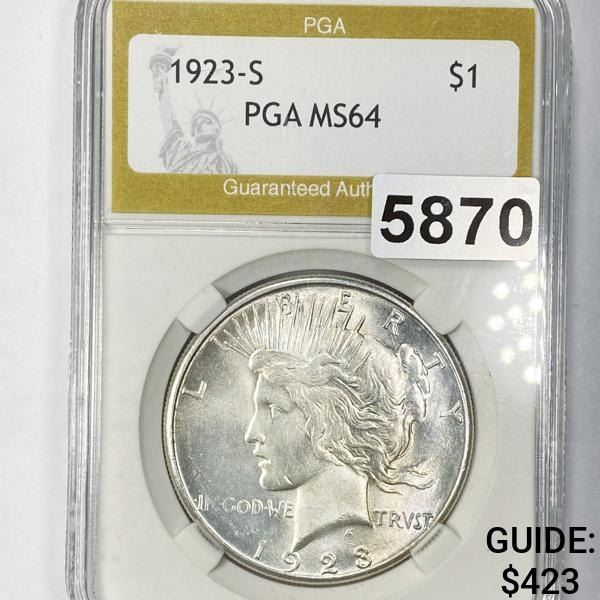 1923-S Silver Peace Dollar PGA - MS64