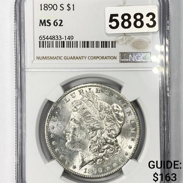 1890-S Morgan Silver Dollar NGC - MS62