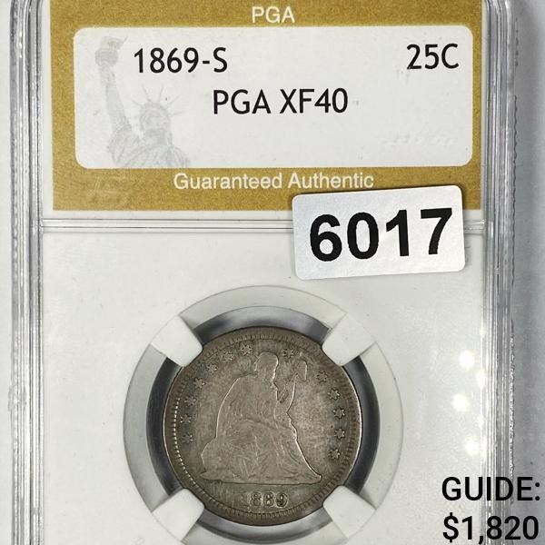 1869-S Seated Liberty Quarter PGA - XF40