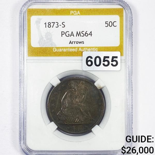 1873-S Arrows Seated Liberty Half Dollar PGA -