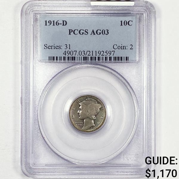 1916-D Mercury Dime PCGS - AG03