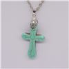 Image 2 : Turquoise Magnesite Cross Pendant Necklace